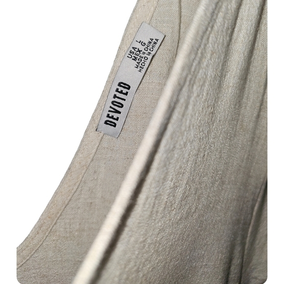 Linen Babydoll Mini Dress Light Birch/Oatmeal Large - Picture 8 of 8